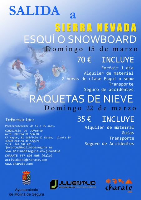La Concejalía de Juventud de Molina de Segura organiza dos actividades de nieve en Sierra Nevada