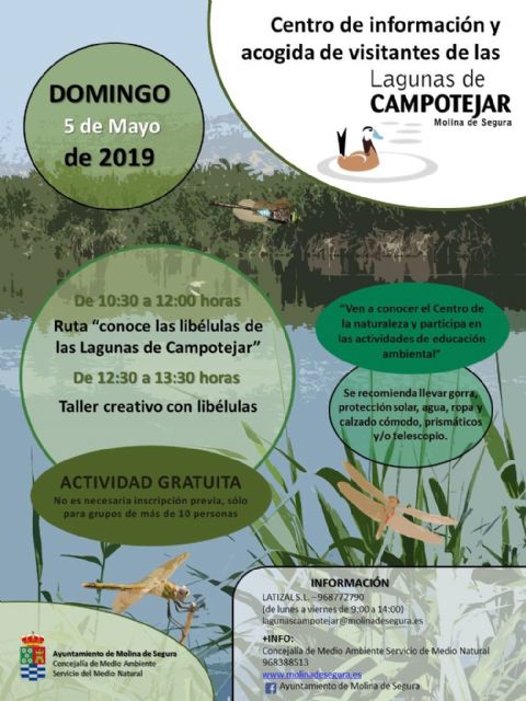 Las libélulas son las protagonistas en el Centro de Información y Acogida de Visitantes de Las Lagunas de Campotéjar  Salar Gordo de Molina de Segura el domingo 5 de mayo