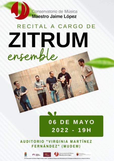 El Conservatorio Profesional de Música Maestro Jaime López de Molina de Segura organiza un recital, a cargo de Zitrum Ensemble, el viernes 6 de mayo