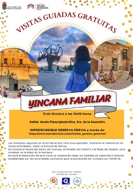 La Concejalía de Turismo de Molina de Segura organiza la visita guiada gratuita Yincana Familiar el viernes 15 de octubre