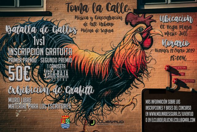 La Concejalía de Juventud de Molina de Segura organiza el evento Música y Concentración de Arte Urbano el viernes 11 de enero