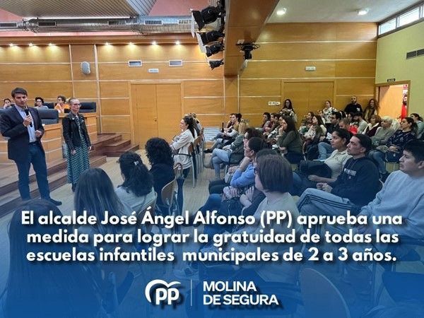 El alcalde aprueba una medida para lograr la gratuidad de todas las escuelas infantiles municipales de 2 a 3 años en Molina de Segura