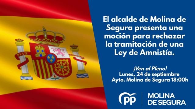 El alcalde de Molina de Segura presenta una moción para rechazar la tramitación de una Ley de Amnistía