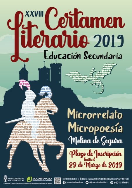 La Concejalía de Juventud de Molina de Segura convoca el XXVIII Certamen Literario de Educación Secundaria 2019 en las modalidades de Microrrelato y Micropoesía