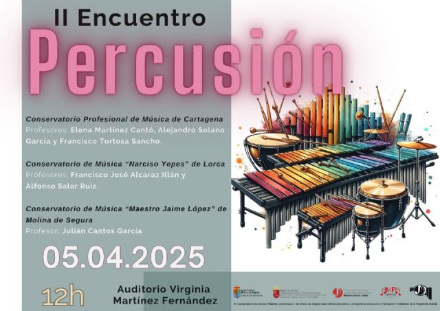 El Conservatorio de Música Maestro Jaime López de Molina de Segura organiza el II Encuentro de Percusión el sábado 5 de abril