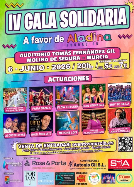 La IV Gala Solidaria a favor de la Fundación Aladina se celebra en Molina de Segura el sábado 6 de junio