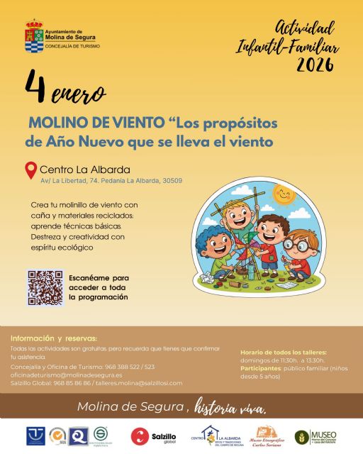 La Concejalía de Turismo organiza la actividad Molino de viento en el Centro La Albarda el domingo 4 de enero