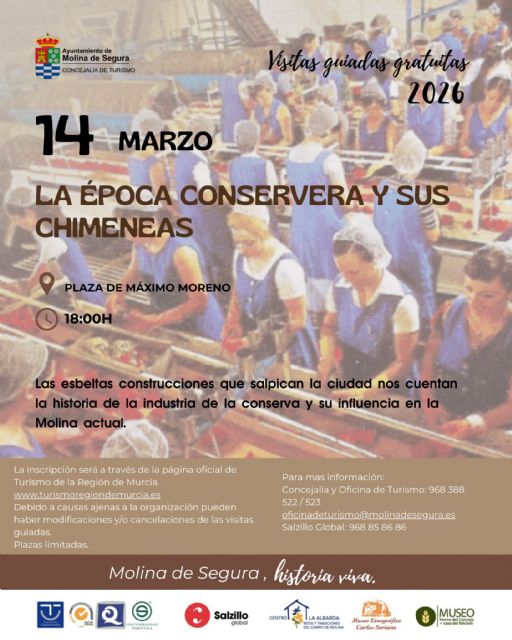 La Concejalía de Turismo organiza la visita guiada gratuita LA ÉPOCA CONSERVERA Y SUS CHIMENEAS el sábado 14 de marzo