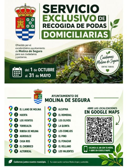 El alcalde anuncia la puesta en marcha, el 1 de octubre, de un nuevo servicio específico de recogida de podas domiciliarias que responde a una demanda histórica de los vecinos