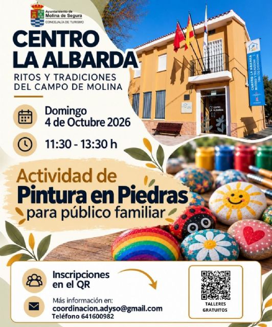 La Concejalía de Turismo organiza la actividad Pintura en piedras en el Centro de Interpretación La Albarda Ritos y Tradiciones del Campo de Molina el domingo 4 de octubre