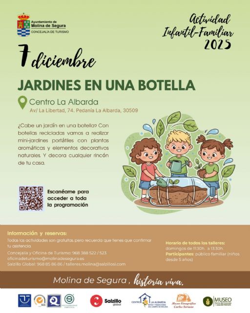 La Concejalía de Turismo organiza la Actividad JARDINES EN UNA BOTELLA en el Centro La Albarda el domingo 7 de diciembre