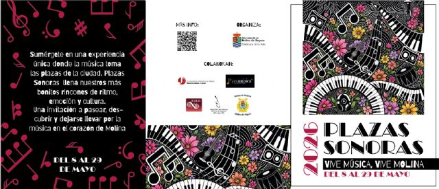 La Concejalía de Cultura acerca la música en directo a la ciudadanía con el programa PLAZAS SONORAS. VIVE MÚSICA, VIVE MOLINA 2026 del 8 al 29 de mayo