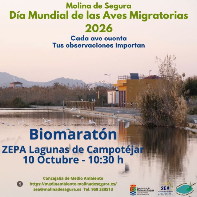 Molina de Segura conmemora el Día Mundial de las Aves Migratorias con una Biomaratón en la ZEPA Las Lagunas de Campotejar-Salar Gordo