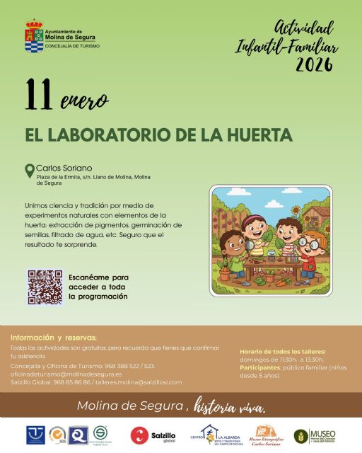 La Concejalía de Turismo organiza la actividad El laboratorio de la huerta en el Museo Etnográfico Carlos Soriano de la pedanía El Llano el domingo 11 de enero