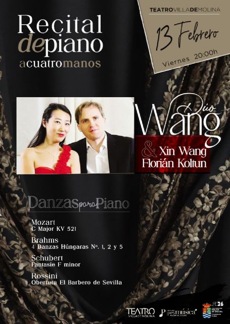El Dúo Wang ofrece un recital de piano a cuatro manos en el Teatro Villa de Molina el viernes 13 de febrero