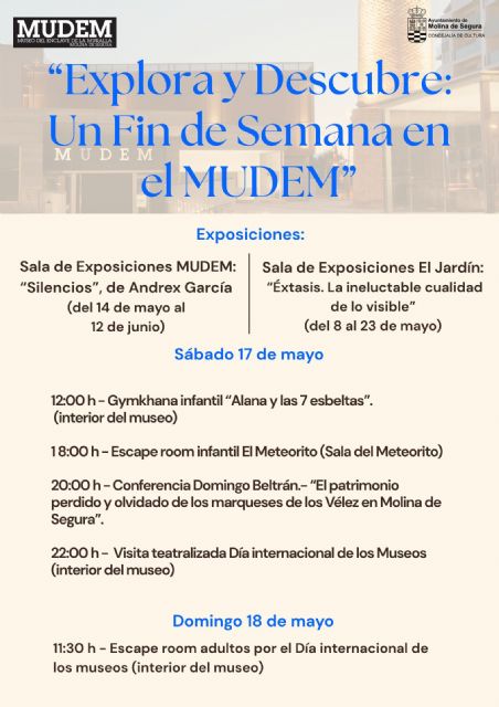 El Ayuntamiento de Molina de Segura conmemora el Día Internacional de los Museos 2025 con actividades los días 17 y 18 de mayo