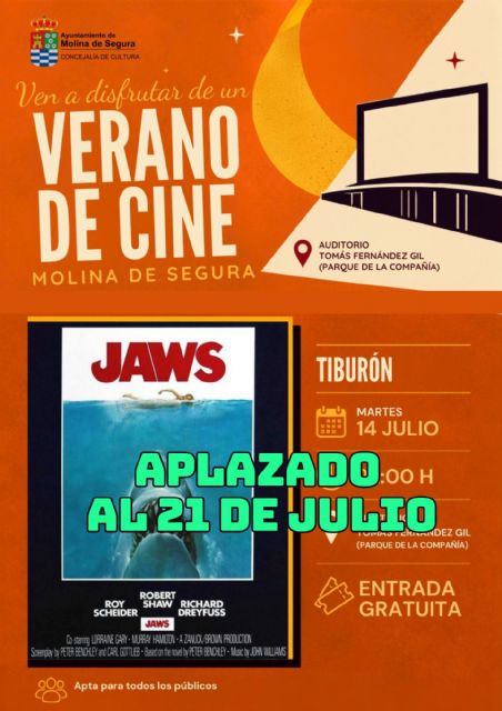 El programa Un Verano de Cine 2026 aplaza la proyección del martes 14 de julio al día 21 de julio