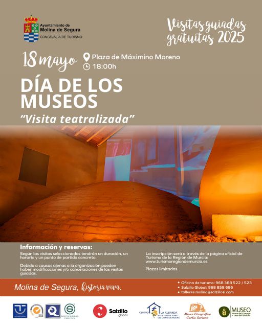 La Concejalía de Turismo de Molina de Segura organiza la visita guiada gratuita DÍA DE LOS MUSEOS el domingo 18 de mayo