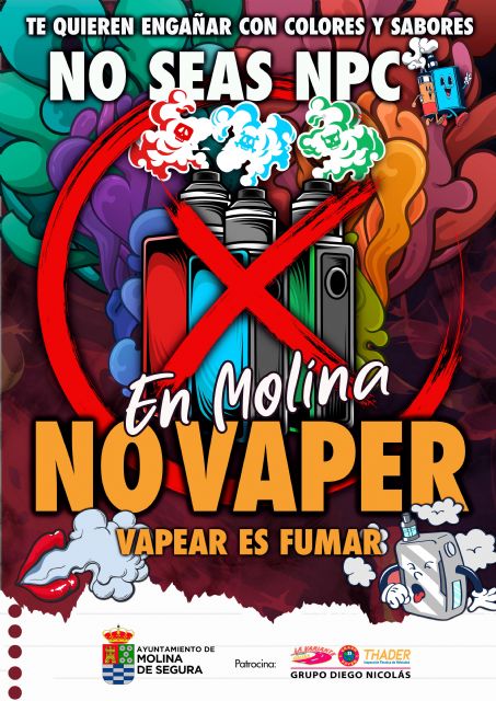 El Ayuntamiento de Molina de Segura pone en marcha la campaña EN MOLINA NO VAPER, VAPEAR ES FUMAR