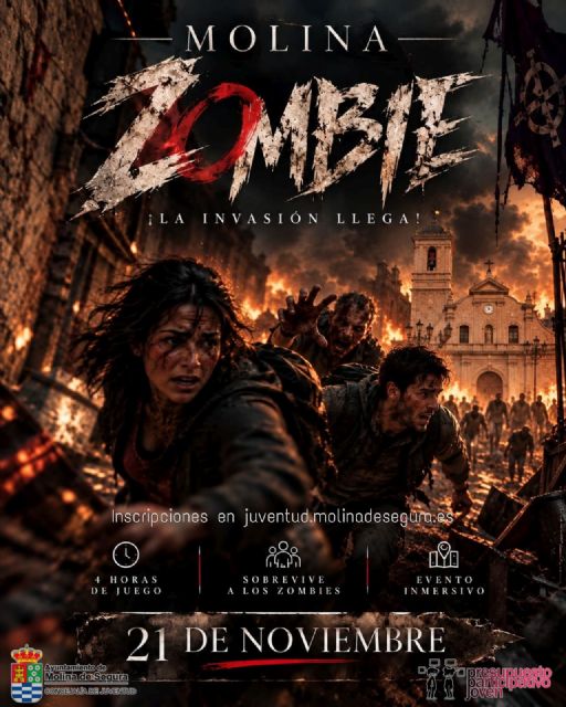 La Concejalía de Juventud de Molina de Segura organiza la actividad gratuita Invasión Zombie 2026 el sábado 21 de noviembre