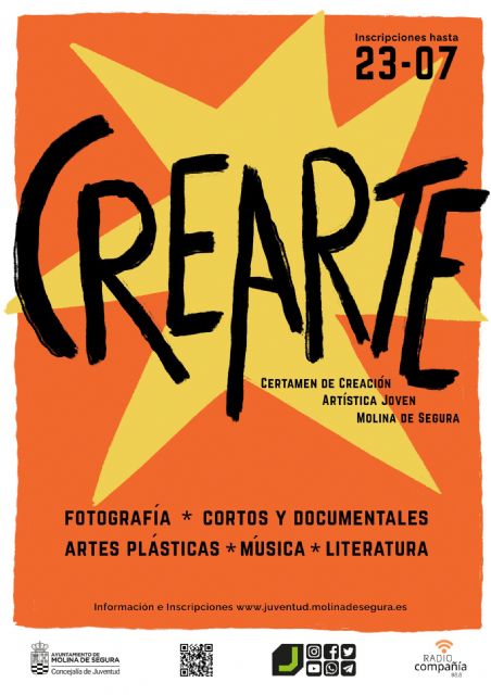 La Concejalía de Juventud de Molina de Segura convoca la décima edición del Certamen de Creación Artística Joven CREARTE 2026