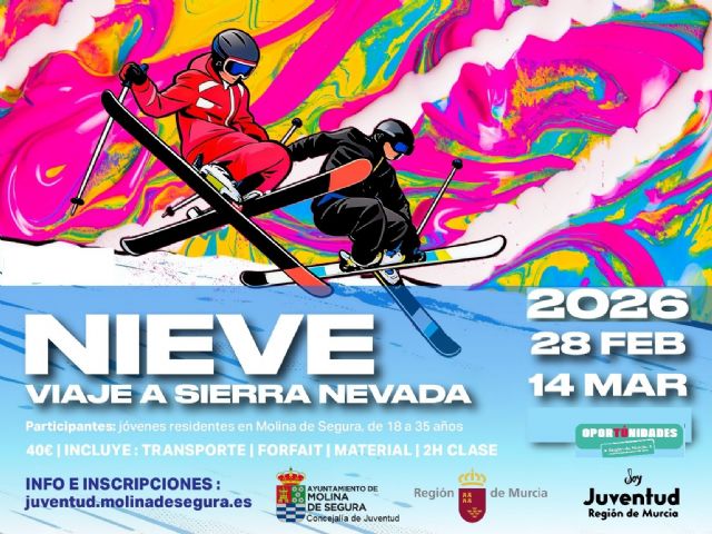 La Concejalía de Juventud de Molina de Segura organiza dos viajes a Sierra Nevada para disfrutar de la nieve los días 28 de febrero y 14 de marzo