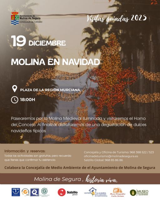 Molina de Segura invita a descubrir su patrimonio con la visita guiada especial Molina en Navidad el viernes 19 de diciembre