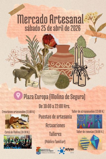 Molina de Segura acoge una nueva edición del Mercado Artesanal en la Plaza de Europa el sábado 25 de abril