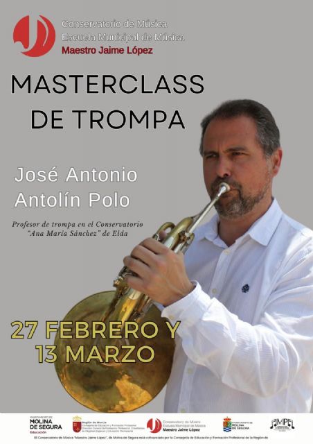 El Conservatorio de Música Maestro Jaime López de Molina de Segura organiza una master class de trompa los días 27 de febrero y 13 de marzo