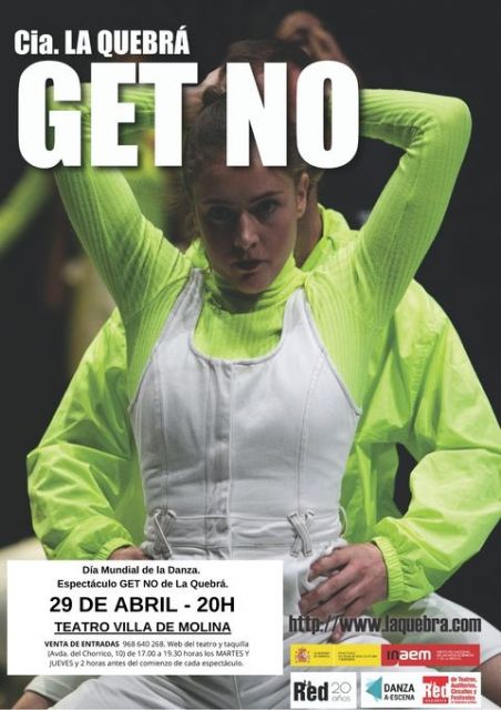 El Teatro Villa de Molina ofrece el espectáculo GET NO, el jueves 29 de abril, Día Mundial de la Danza, última actividad de las II Jornadas Molina de Segura, ciudad de la Danza