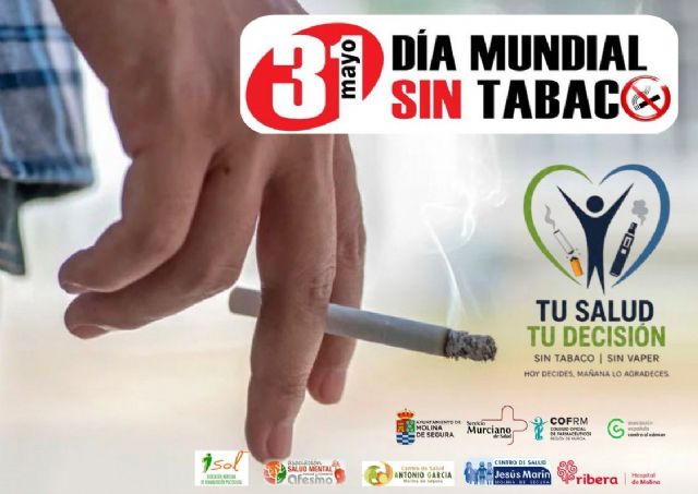 El Ayuntamiento de Molina de Segura se une a los centros de salud, Ribera Hospital de Molina, farmacias y centros educativos de la localidad para conmemorar el Día Mundial Sin Tabaco 2026