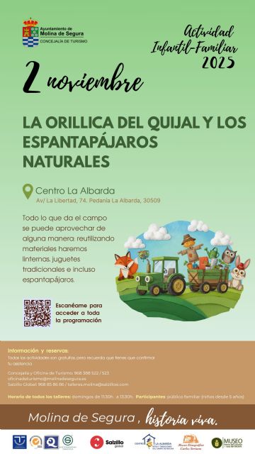 El Gobierno local organiza la actividad La Orillica del Quijal y los Espantapájaros Naturales en el centro La Albarda el domingo 2 de noviembre