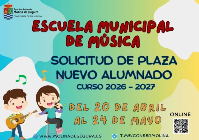 El plazo de presentación de solicitudes para acceder a la Escuela Municipal de Música de Molina de Segura comienza el lunes 20 de abril
