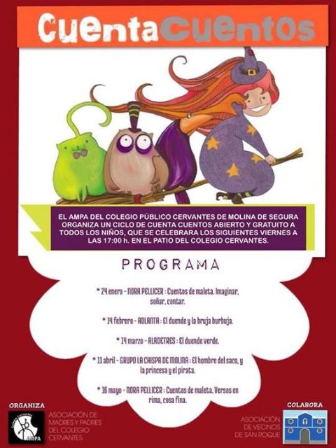 El AMPA del Colegio Público Cervantes de Molina de Segura organiza un ciclo de cuentacuentos abierto a todos los niños del municipio
