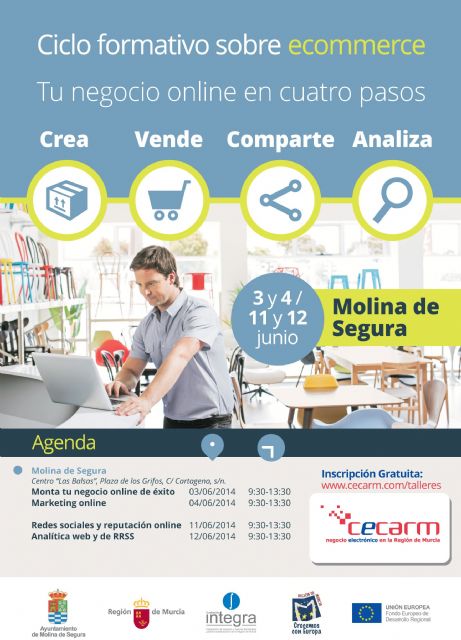 Molina de Segura acoge cuatro talleres gratuitos sobre comercio electrónico del 3 al 12 de junio