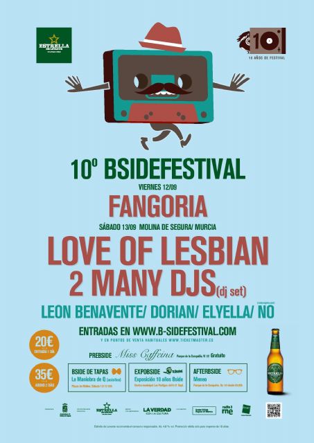 Love Of Lesbian, Fangoria, 2Many Djs, Dorian, Leon Benavente y Elyella djs actúan en el B SIDE Festival de Molina de Segura el viernes 12 y sábado 13 de septiembre