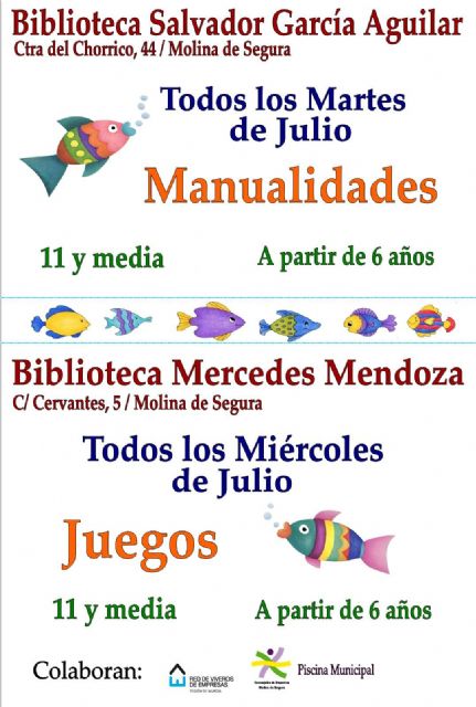 Las bibliotecas municipales de Molina de Segura programan actividades para niños durante el mes de julio