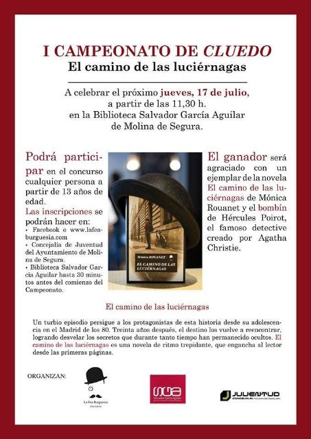 La Biblioteca Salvador García Aguilar de Molina de Segura acoge el Campeonato de Cluedo El camino de la luciérnagas el jueves 17 de julio