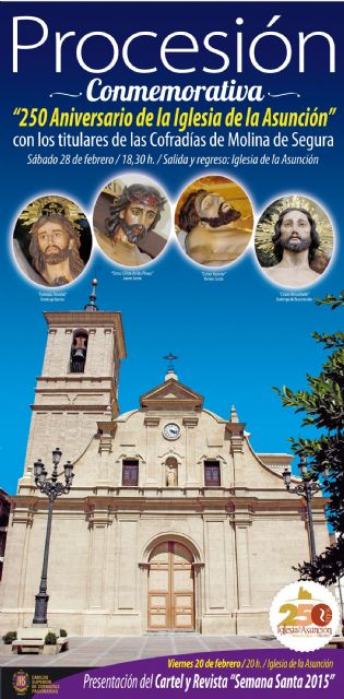 El Cabildo Superior de Cofradías Pasionarias de Molina de Segura organiza la Procesión Conmemorativa, que tendrá lugar el sábado 28 de febrero