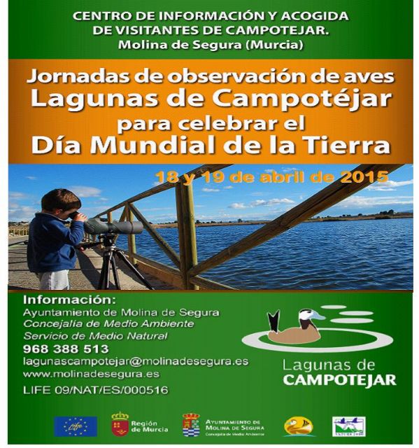 Molina de Segura celebra las I Jornadas de Observación de Aves en Las Lagunas de Campotéjar el 18 y 19 de abril para conmemorar el Día Mundial de la Tierra