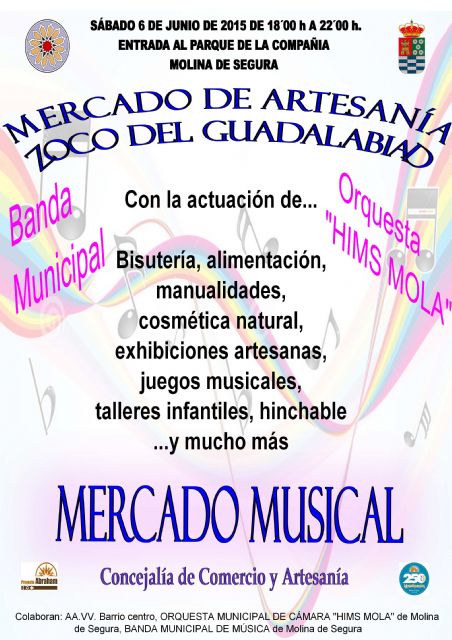 El mercadillo Zoco del Guadalabiad de Molina de Segura estará dedicado a la música el sábado 6 de junio