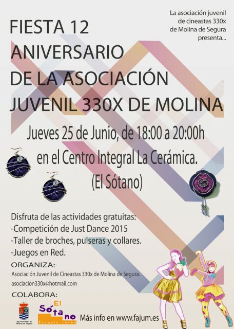 La asociación juvenil 330X de Molina de Segura celebra su Fiesta 12° Aniversario el jueves 25 de junio