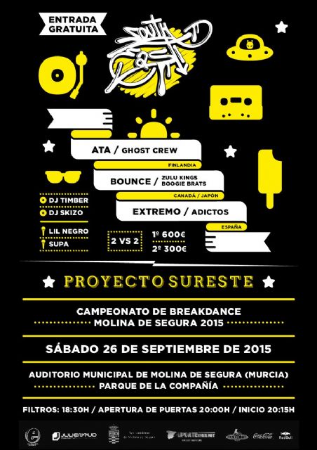 El Campeonato de Break Dance Proyecto Sureste de Molina de Segura se celebra el sábado 26 de septiembre