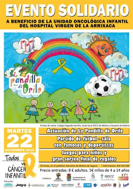 El Evento Solidario contra el cáncer infantil se celebra el martes 22 de diciembre en el Pabellón Serrerías de Molina de Segura