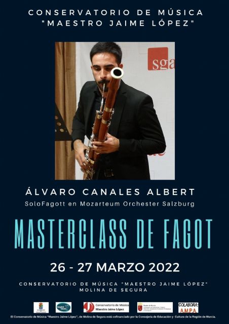 El Conservatorio Profesional de Música Maestro Jaime López de Molina de Segura organiza una master class de fagot los días 26 y 27 de marzo
