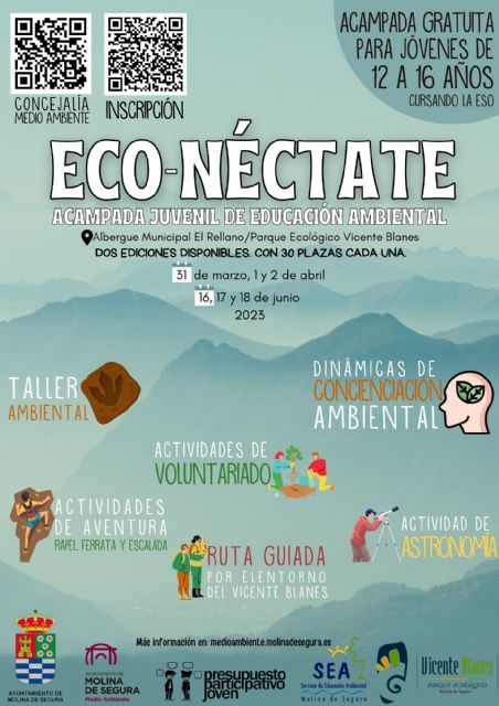 La Concejalía de Medio Ambiente de Molina de Segura presenta ECO-NÉCTATE, acampadas juveniles de educación ambiental