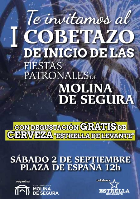 Las Fiestas Patronales 2023 de Molina de Segura arrancan mañana sábado 2 de septiembre con el lanzamiento del Cobetazo desde el balcón del Ayuntamiento
