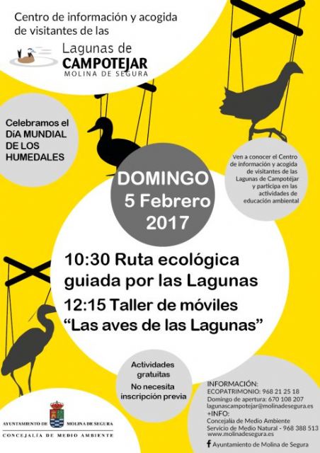 El Ayuntamiento de Molina de Segura celebra el Día Mundial de los Humedales con varias actividades en Las Lagunas de Campotéjar el domingo 5 de febrero