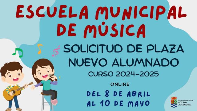 El plazo de presentación de solicitudes para acceder a la Escuela Municipal de Música de Molina de Segura comienza el lunes 8 de abril