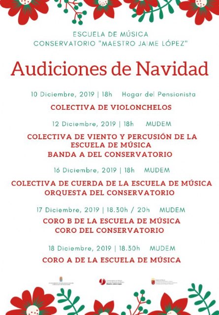 La Escuela Municipal y el Conservatorio Profesional de Música Maestro Jaime López de Molina ofrecen actividades de Navidad